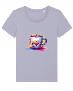 Graffiti Coffee  cup Tricou mânecă scurtă guler larg fitted Damă Expresser