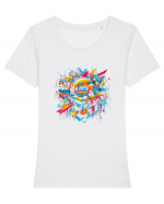 Urban Life Abstract Tricou mânecă scurtă guler larg fitted Damă Expresser