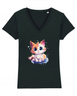 Sweet cat Tricou mânecă scurtă guler V Damă Evoker