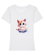 Sweet cat Tricou mânecă scurtă guler larg fitted Damă Expresser