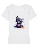 Sweet cat Tricou mânecă scurtă guler larg fitted Damă Expresser