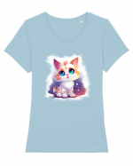 Sweet cat Tricou mânecă scurtă guler larg fitted Damă Expresser