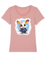 Sweet bunny Tricou mânecă scurtă guler larg fitted Damă Expresser