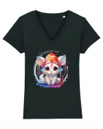 Sweet cat Tricou mânecă scurtă guler V Damă Evoker