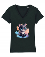 Sweet cat Tricou mânecă scurtă guler V Damă Evoker