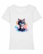 Sweet cat Tricou mânecă scurtă guler larg fitted Damă Expresser