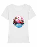 Sweet flamingo Tricou mânecă scurtă guler larg fitted Damă Expresser