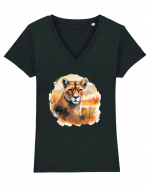 Lion Tricou mânecă scurtă guler V Damă Evoker