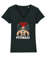 Merry Fitmas Holiday Workout T-Shirt Tricou mânecă scurtă guler V Damă Evoker