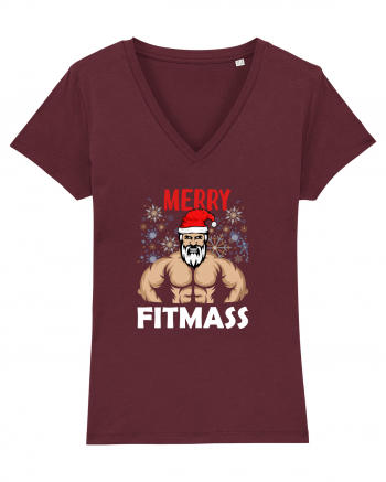 Merry Fitmas Holiday Workout T-Shirt Burgundy