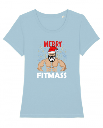 Merry Fitmas Holiday Workout T-Shirt Sky Blue