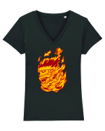 FLAME OF SANTA Tricou mânecă scurtă guler V Damă Evoker