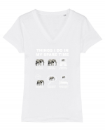 ELEPHANTS Tricou mânecă scurtă guler V Damă Evoker