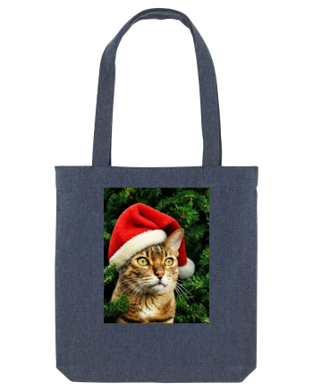 Cat in Christmas tree Midnight Blue