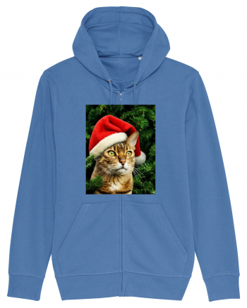 Cat in Christmas tree Bright Blue
