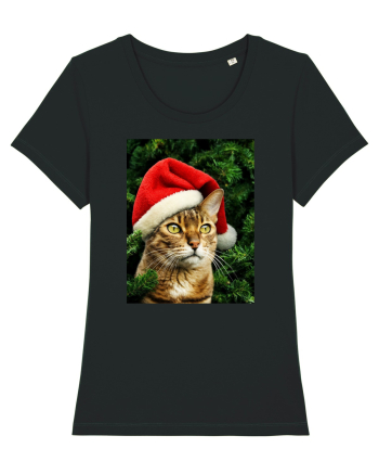 Cat in Christmas tree Black