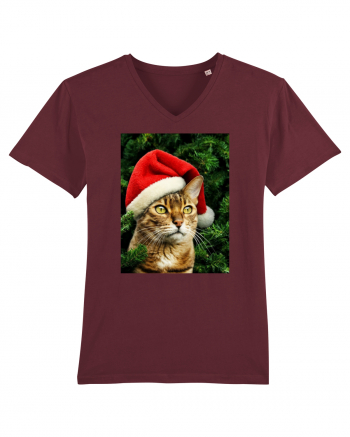 Cat in Christmas tree Burgundy