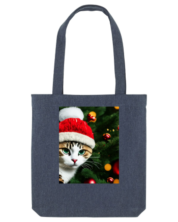 Cat in Christmas tree Midnight Blue