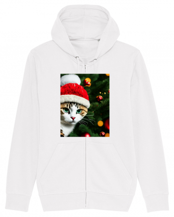 Cat in Christmas tree White