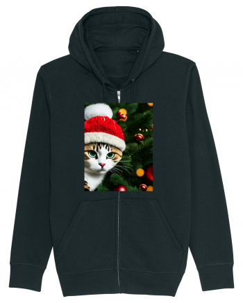 Cat in Christmas tree Black
