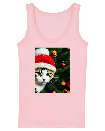 Cat in Christmas tree Cotton Pink