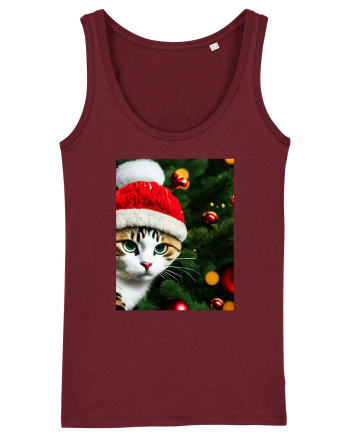 Cat in Christmas tree Burgundy