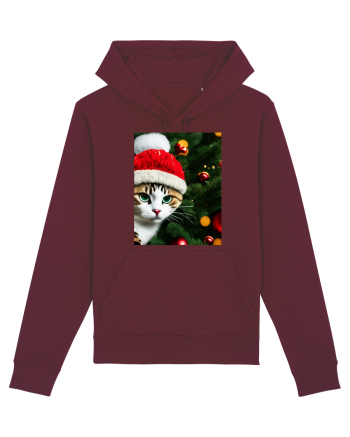 Cat in Christmas tree Burgundy