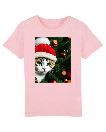 Cat in Christmas tree Cotton Pink