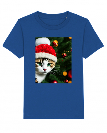 Cat in Christmas tree Majorelle Blue