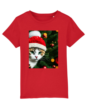 Cat in Christmas tree Red