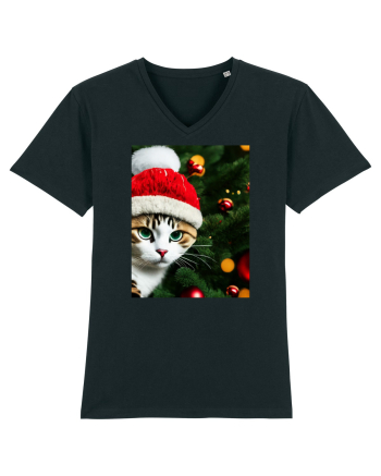 Cat in Christmas tree Black