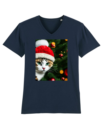 Cat in Christmas tree French Navy