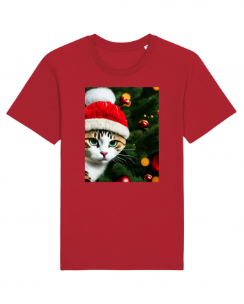 Cat in Christmas tree Red