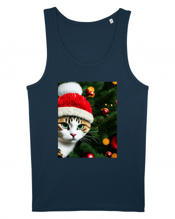 Cat in Christmas tree Navy