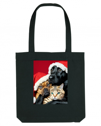 Dogs and cat in Christmas spirit  Black