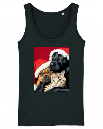Dogs and cat in Christmas spirit  Black