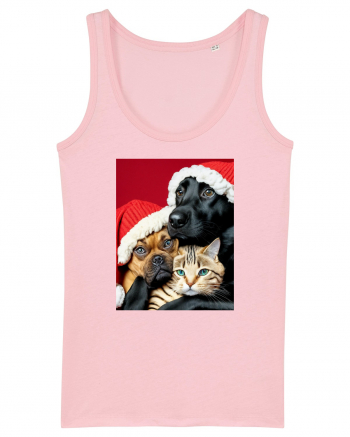 Dogs and cat in Christmas spirit  Cotton Pink