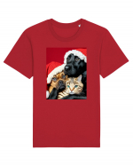 Dogs and cat in Christmas spirit  Tricou mânecă scurtă Unisex Rocker