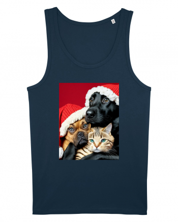 Dogs and cat in Christmas spirit  Navy