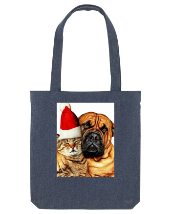 Dogs and cat in Christmas spirit Midnight Blue