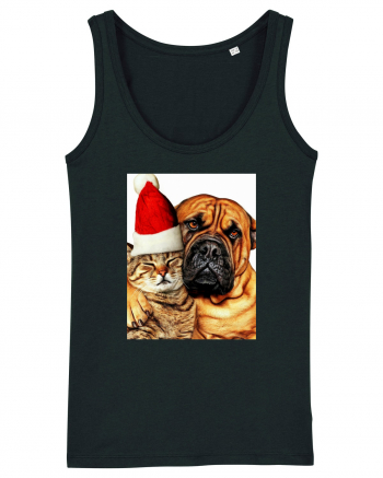 Dogs and cat in Christmas spirit Black