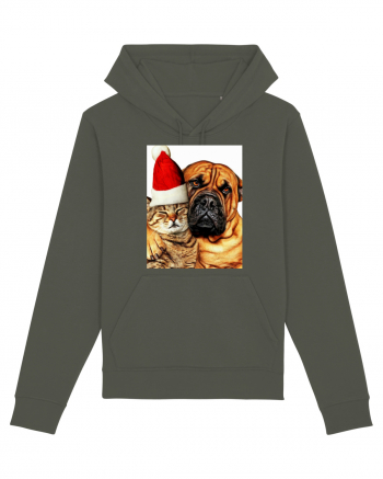 Dogs and cat in Christmas spirit Khaki