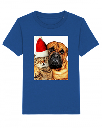 Dogs and cat in Christmas spirit Majorelle Blue