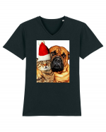 Dogs and cat in Christmas spirit Tricou mânecă scurtă guler V Bărbat Presenter