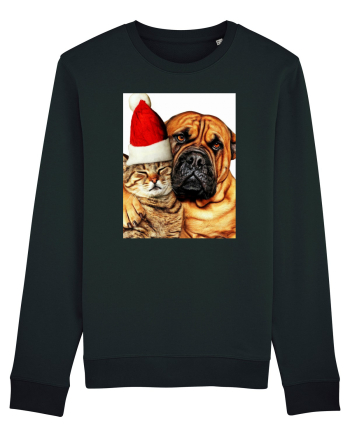 Dogs and cat in Christmas spirit Black