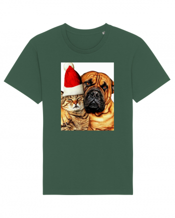 Dogs and cat in Christmas spirit Bottle Green