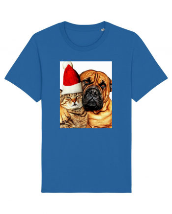 Dogs and cat in Christmas spirit Royal Blue