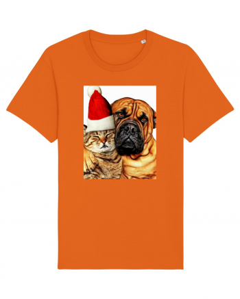 Dogs and cat in Christmas spirit Bright Orange