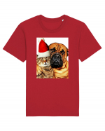 Dogs and cat in Christmas spirit Tricou mânecă scurtă Unisex Rocker