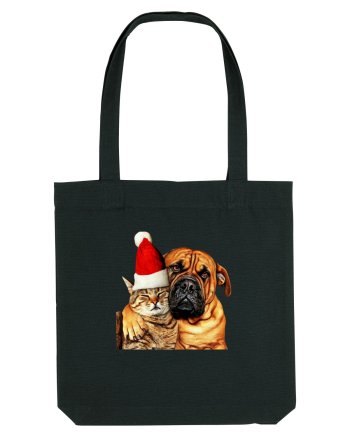 Dogs and cat in Christmas spirit Black